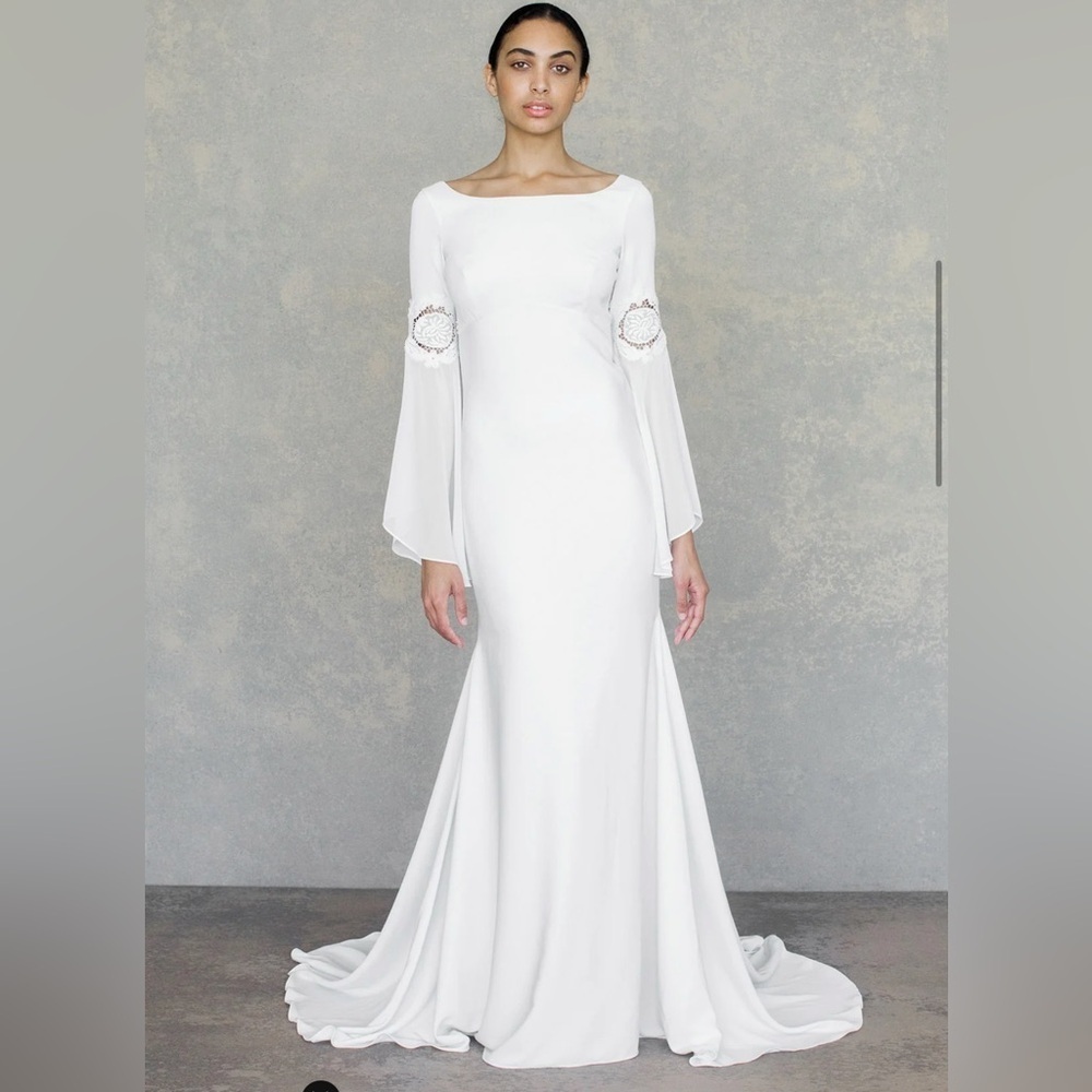 Claire Pettibone Lily Wedding Dress Gown Bohemian Long Sleeve Size 8 — image 2 of 8